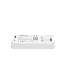 Top-down view of MiBoxer WiFi 5-in-1 LED strip controller WL5 with technical specifications.