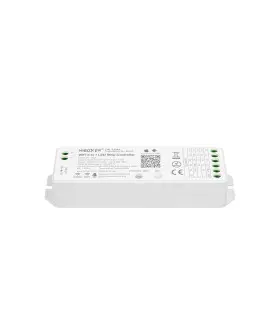 Top-down view of MiBoxer WiFi 5-in-1 LED strip controller WL5 with technical specifications.