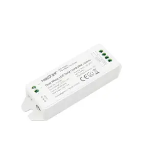 MiBoxer dual white LED strip controller showing model and power input details