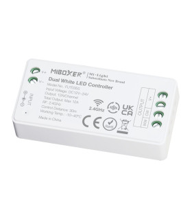 MiBoxer 2.4GHz dual white LED controller FUT035S with input/output terminals.