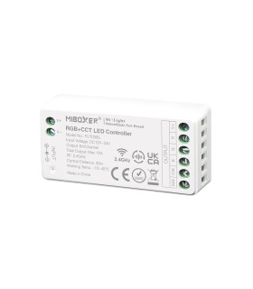 MiBoxer FUT039S RGB+CCT LED controller with certification markings and model information.