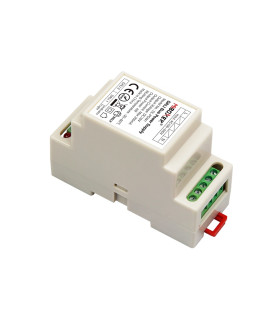 MiBoxer DALI bus power supply DL-POW1, side view showing DIN rail mounting.