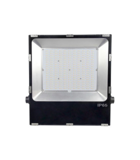 MiBoxer 200W RGB+CCT LED floodlight showing its wide-angle illumination capabilities with LEDs visible.