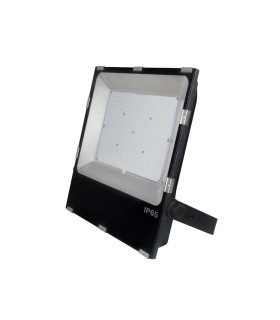 Front diagonal view of MiBoxer 200W RGB+CCT LED floodlight showing the LED panel and protective casing.