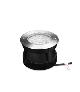 Top view of MiBoxer 9W RGB+CCT LED underground light with stainless steel casing.