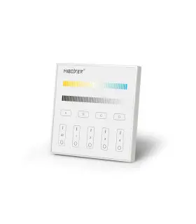 Front angled view of the MiBoxer DALI colour temperature touch panel DP2S with touch controls for CCT.