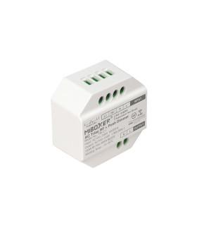 Top view of MiBoxer AC Triac RF+push dimmer TRI-C1 with labeled specifications.