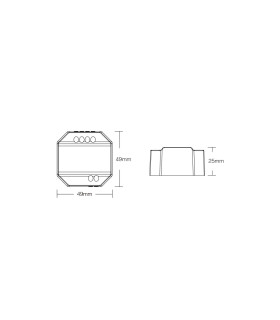 Dimensions diagram of MiBoxer AC Triac RF+push dimmer TRI-C1.