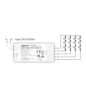 MiBoxer RGBW LED controller (Zigbee 3.0) FUT038Z - connection diagram