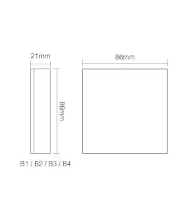 Mi-Light 4 zone RGB+CCT smart panel remote controller B4 - product dimentions