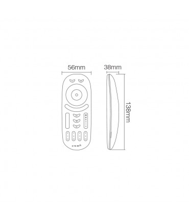 MiBoxer 4-zone RGB+CCT remote control FUT092-B - size