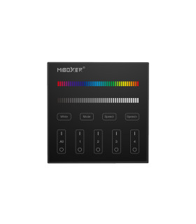 front view MiBoxer black 4-zone RGBW panel remote B3-B