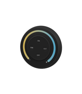 Main view of the MiBoxer Sunrise remote controller, showcasing the circular design and its CCT and dimming controls