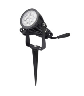 MiBoxer 6W RGB+CCT garden light mounted on a ground spike for outdoor installation.