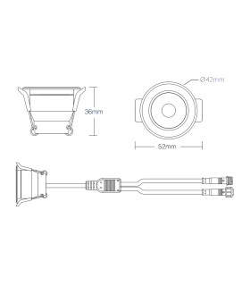 Diagram showing the dimensions and technical layout of the MiBoxer 3W RGBW LED spotlight SL4-12.