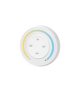 MiBoxer dual white LED controller kit FUT035SA remote with a circular design and blue-yellow CCT colour ring.