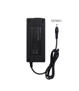 A black MiBoxer 24V DC LED adapter with a green indicator light on the front and a connected power cable.