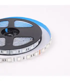 MiBoxer 5050 RGB LED strip showing detailed SMD LED chips on a roll.