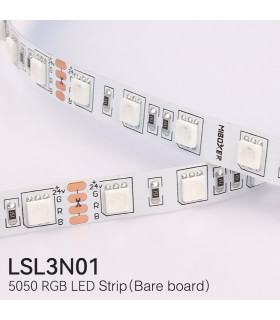 Bare MiBoxer 5050 RGB LED strip with 24V input, showcasing the flexible copper PCB.