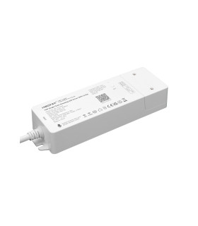 Angled view of the MiBoxer 75W single-colour dimming LED driver showcasing its slim profile and input/output terminals.