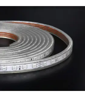 MiBoxer 5050 RGB High Voltage LED strip displayed on a dark surface.