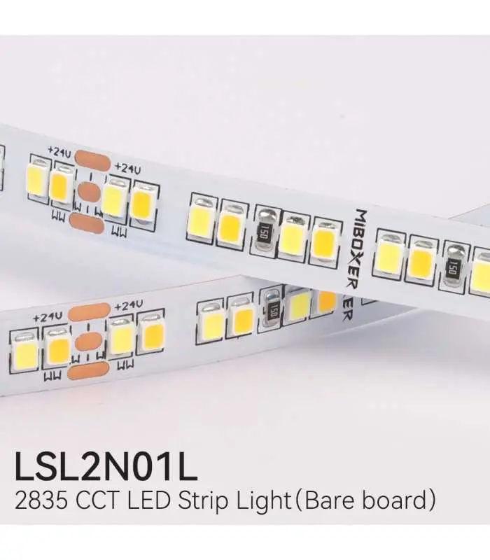 MiBoxer 2835 CCT LED strip light, bare board, offering adjustable colour temperature