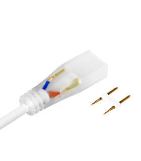 Close-up of the MiBoxer high-voltage dimming LED driver wiring pins and connection points.