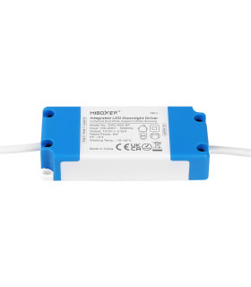 MiBoxer DW2-06A-RF LED downlight driver, showcasing the blue and white housing with specifications printed on the label.