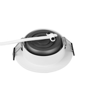 View of the MiBoxer 6W dual white LED downlight (DW2-06A-RF), showing the white design and adjustable CCT lighting technology.