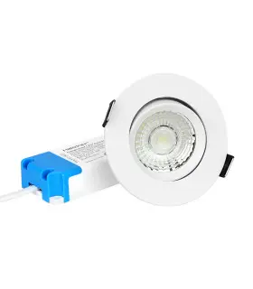 View of the MiBoxer 6W dual white LED downlight (DW2-06A-RF), showing the white design and adjustable CCT lighting technology.