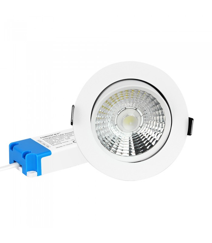 Front view of the MiBoxer 12W dual white LED downlight (DW2-12A-RF), featuring the white bezel and adjustable CCT