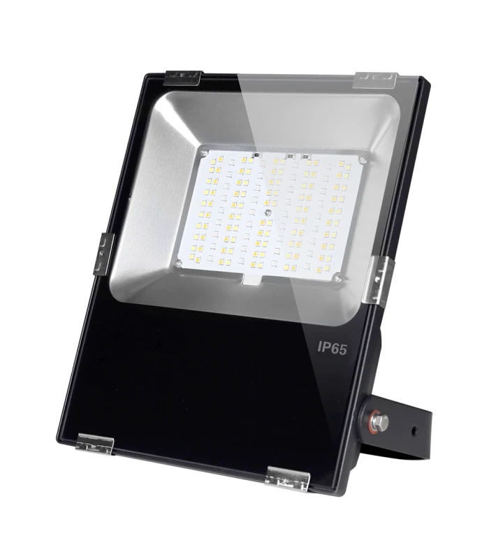 Front view of the MiBoxer RGB+CCT LED floodlight, displaying its wide, reflective panel designed for optimal light distribution