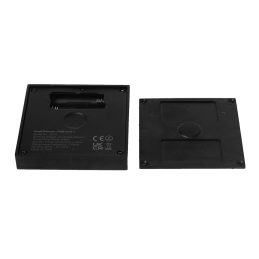 A black MiBoxer panel remote for RGB+CCT lighting, shown in its packaging with various parts and accessories laid out.