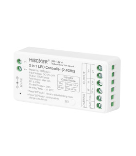 Side view of MiBoxer 2-in-1 LED strip controller displaying connection ports.