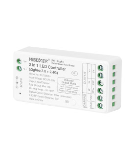 MiBoxer 2-in-1 LED strip controller displaying multiple connection options.