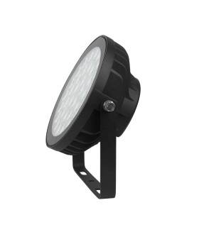 Black RGBCC LED garden light on a stake, designed for outdoor use.