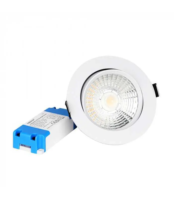 MiBoxer 12W LED downlight displayed with the triac dimming driver, highlighting the integration of the components.