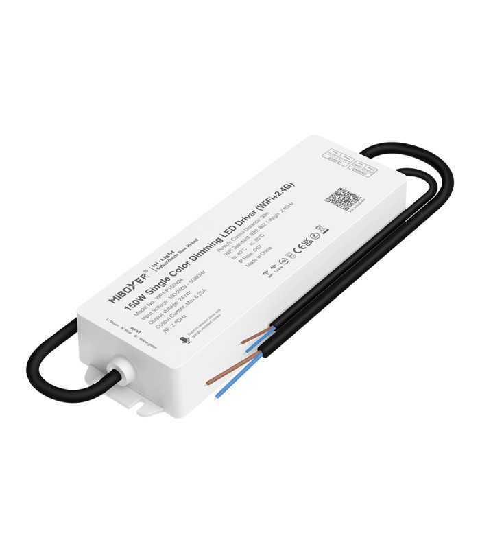 MiBoxer 150W single-colour dimming LED driver displaying the full body of the driver with input and output cables.