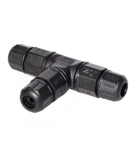 Fully assembled MiBoxer T 3-channel 3-core waterproof connector designed for secure electrical connections.