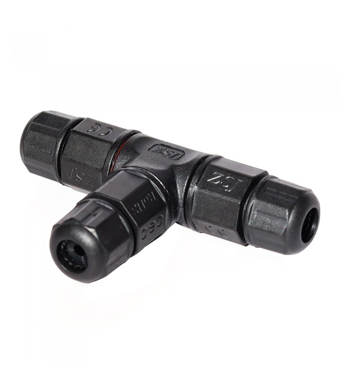 Fully assembled MiBoxer T 3-channel 3-core waterproof connector designed for secure electrical connections.