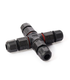 MiBoxer X-shaped 4-channel 3-core waterproof connector, fully assembled for IP68 rated protection.