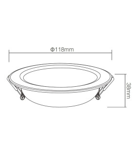 Technical diagram with the dimensions of the MiBoxer 6W RGB+CCT LED downlight, detailing size for installation.