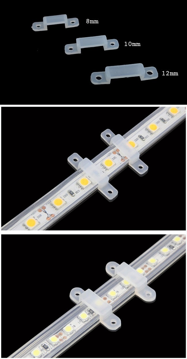 8mm clear soft silicone LED strip holders