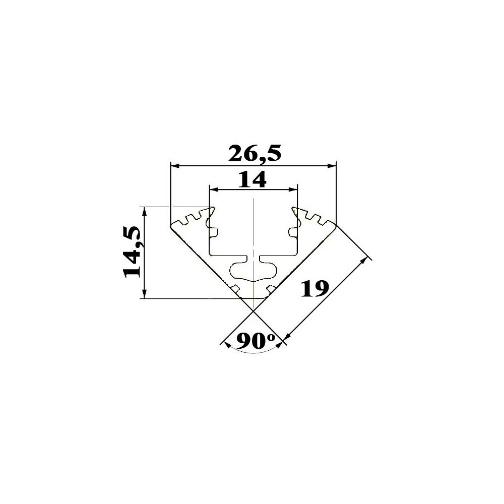 size of corner LED profile for LED strips dimensions technical picture