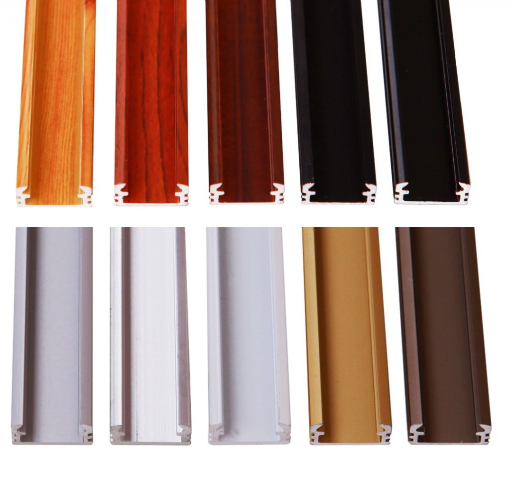 ALU-LED surface aluminium channels for LED tapes white black silver wenge palisander pine inox gold strip extrusions