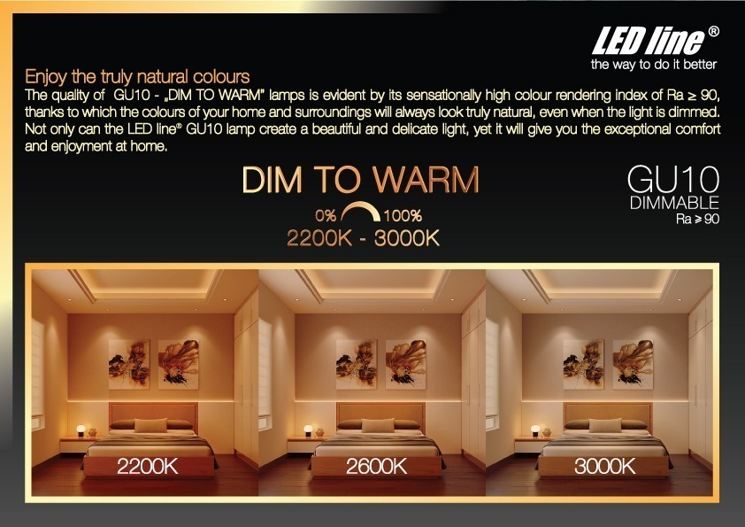 dim to warm dimmable GU10 LED lamp 2200K 3000K