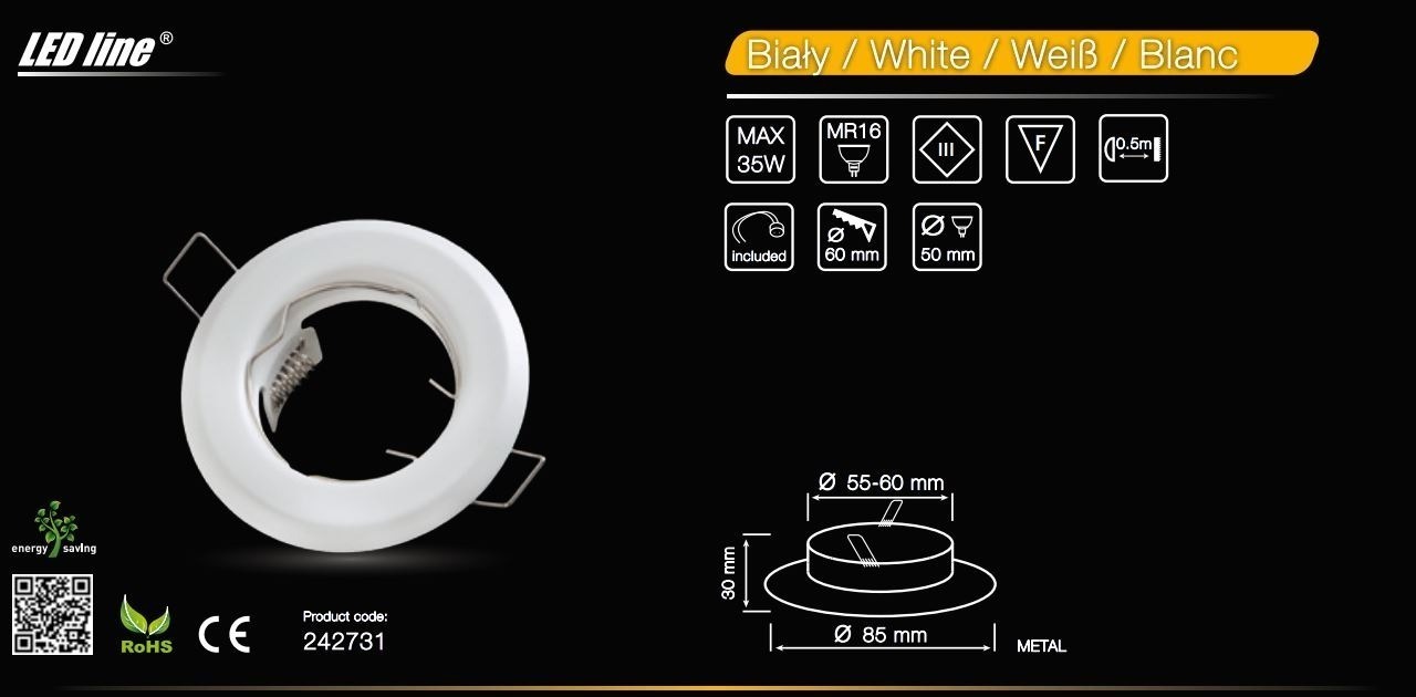 LED line® MR16 recessed ceiling downlight white