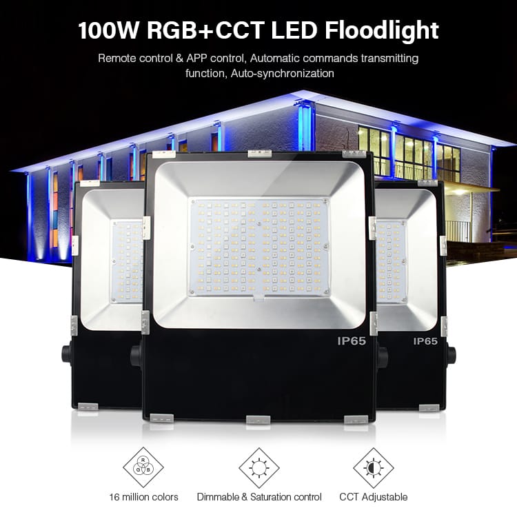 100W RGB+CCT LED floodlight garden lamp smartphone app control