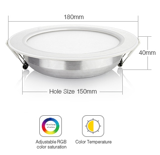 Mi-Light 12W RGB+CCT LED downlight FUT066 size dimensions technical picture