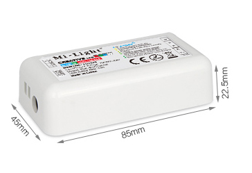 Mi-Light 2.4GHz manual & auto adjustable RGBW strip controller FUT028 size technical pictures dimensions